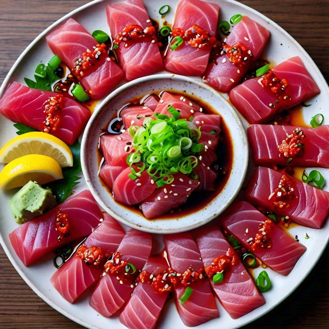 Pikante sashimi tonijn (8 stuks)